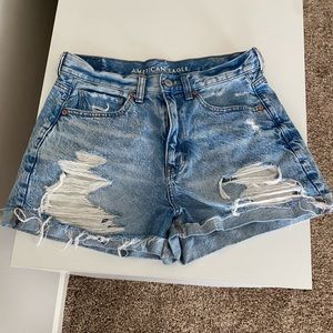 American Eagle high waisted ripped denim shorts